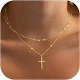 Layered Cross Charm Choker