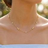 Gold Bow Station Choker Necklace