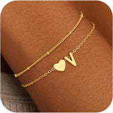 Heart Initial Bracelet