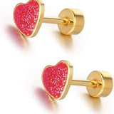 Sweetheart Titanium Stud Earrings