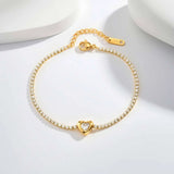 Heart CZ Snake Chain Bracelet
