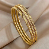 18K Gold-Plated Twisted Bangle Set (3-Piece)