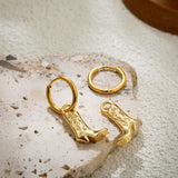 Retro Cowboy Boot Hoop Drop Earrings