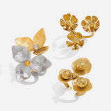 Metal Flower Adjustable Open Ring