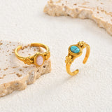 Turquoise & Rose Quartz Floral Ring