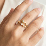 Gold Wave Zirconia Ring