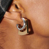 Two-Tone Tassel C-Shape Hoop Earrings
