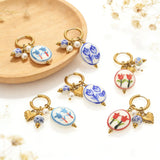Round Ceramic Bead Hoop Earrings