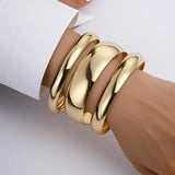 Gold Wide Bangle Set (3-Piece)