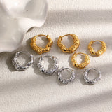Hammered Texture Gold Hoop Earrings