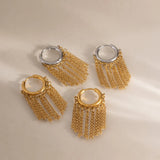 Minimalist Tassel Chain Hoop Earrings