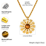 Tiger Eye Daisy Pendant Necklace