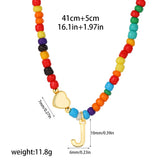 Beaded Initial Heart Pendant Necklace