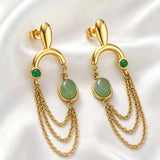 Green Aventurine Tassel Drop Earrings