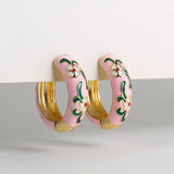 Boho Enamel Flower Hoop Earrings