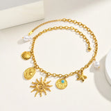 Gold Sunburst & Starfish Necklace