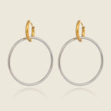 Large Two-Tone Huggie Hoop Earrings