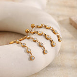 Round Zircon Chain Dangle Earrings