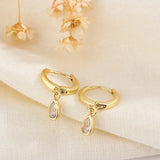 Gold Geometric Hoop Earrings with Zircon