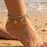 Bohemian Turquoise Double Layer Anklet