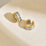 Luxury Zircon Two-Tone Clip Earrings