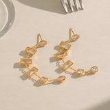 Round & Square Zircon Tassel Earrings