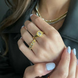 Square CZ Zircon Round Ring