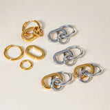 Detachable Two-Tone Geometric Hoop Earrings