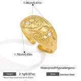 Vintage Flower Texture Wide Ring