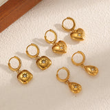 Heart Pendant Drop Earrings with Zircon