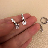 Gold Geometric Hoop Earrings with Zircon