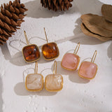 Square Resin Pendant Dangle Earrings