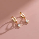 Gold Geometric Hoop Earrings with Zircon