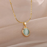 Opal Oval Pendant Necklace