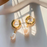 Gold-Plated Freshwater Pearl Drop Earrings