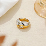 Two-Tone Waterdrop Zircon Stackable Ring