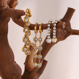 Round Zircon Chain Dangle Earrings