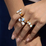 Geometric CZ Zircon Open Ring