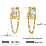 Square Zircon Chain Drop Earrings