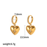 Heart Pendant Drop Earrings with Zircon