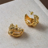 Lava Texture C-Shape Gold Hoops