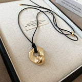 Horseshoe Pendant Leather Necklace