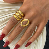 Layered Circle Hollow Open Ring