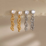 CZ Zircon Chain Dangle Earrings