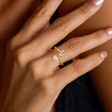 Gold Initial Letter Adjustable Ring