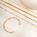 18K Gold Layered Chain & Cuff Bracelet Stack