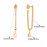 CZ Rhinestone Long Tassel Drop Earrings