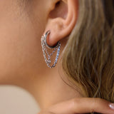 Zircon Chain Tassel Hoop Earrings