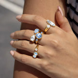 Geometric CZ Zircon Open Ring