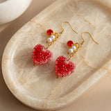 Candy Heart Zircon & Pearl Earrings